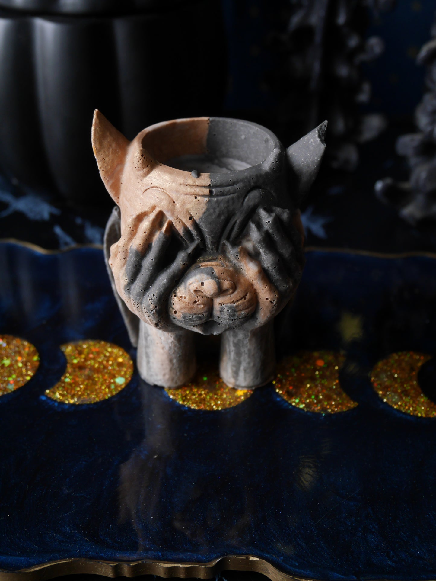 Gargoyle Candleholders – Black, Gold and White
