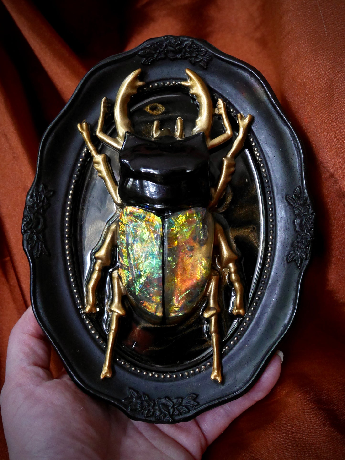 Iridescent Beetle Ornate Frame Wall Art