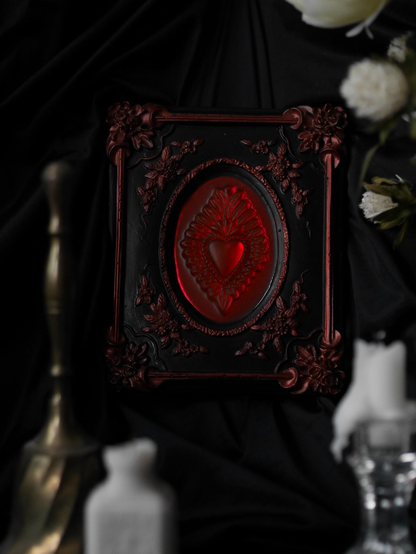 Smoke & Mirrors Flaming Heart Wall Plaque Sculpture