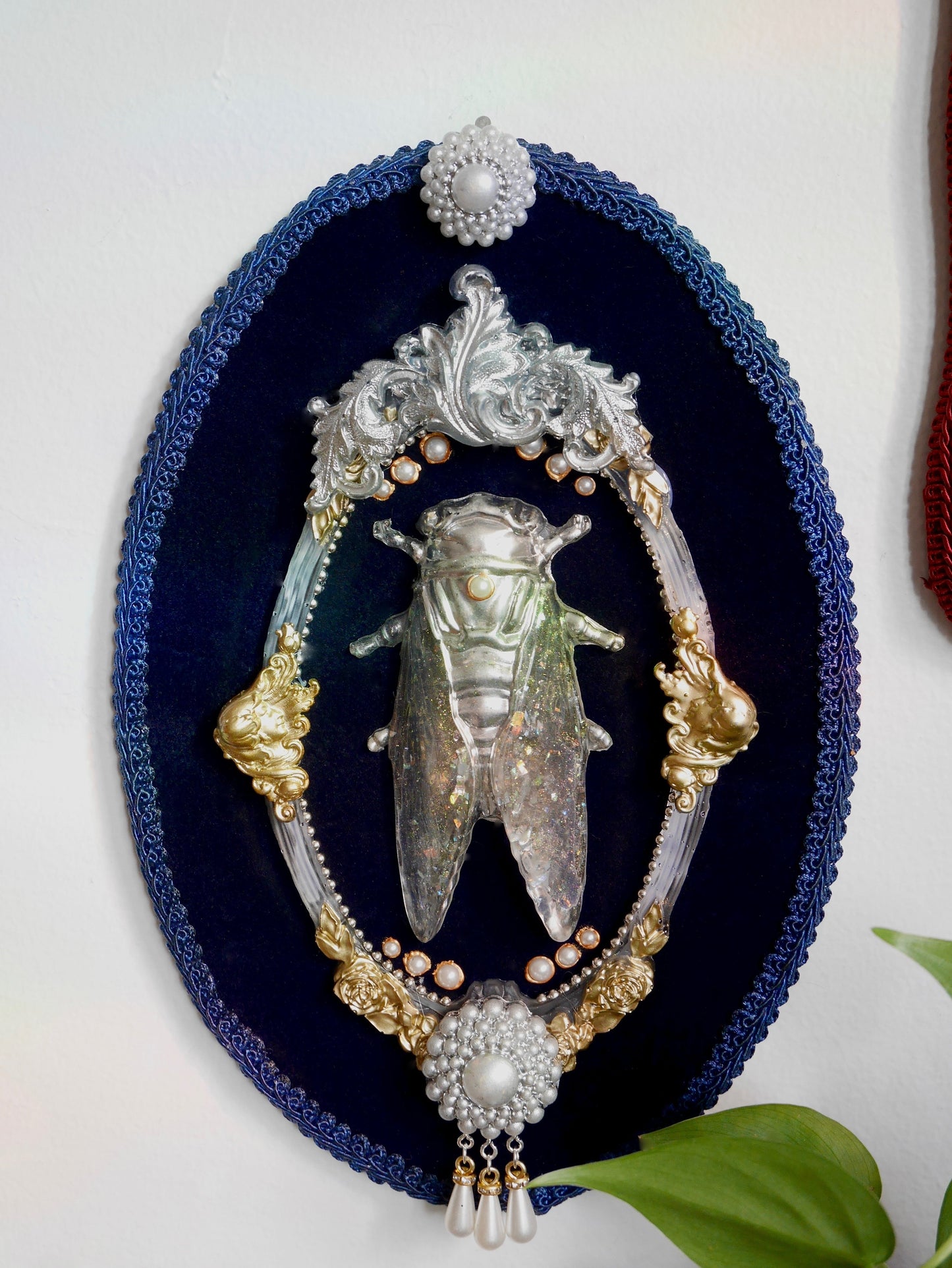 Everything Turns Blue – Navy Cicada Wall Plaque