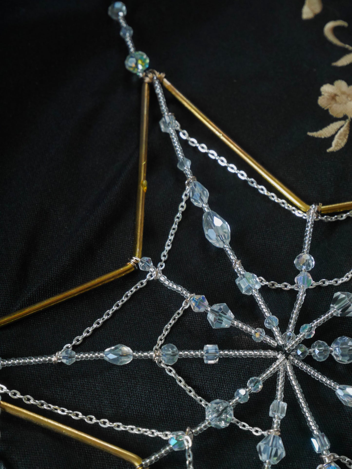 Glass Beaded Spiderweb Sun Catcher - Star