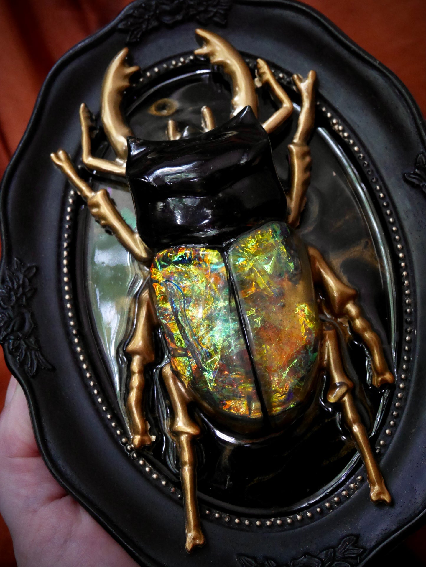 Iridescent Beetle Ornate Frame Wall Art