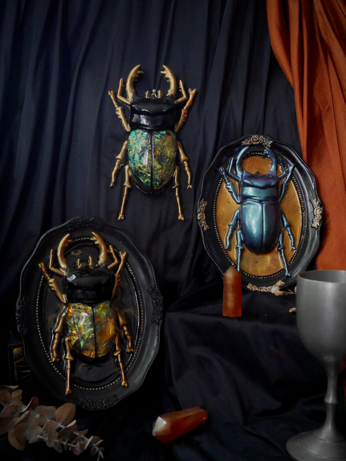 Iridescent Beetle Ornate Frame Wall Art