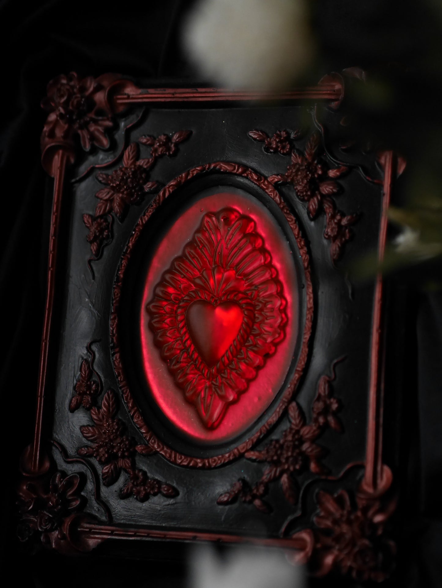 Smoke & Mirrors Flaming Heart Wall Plaque Sculpture