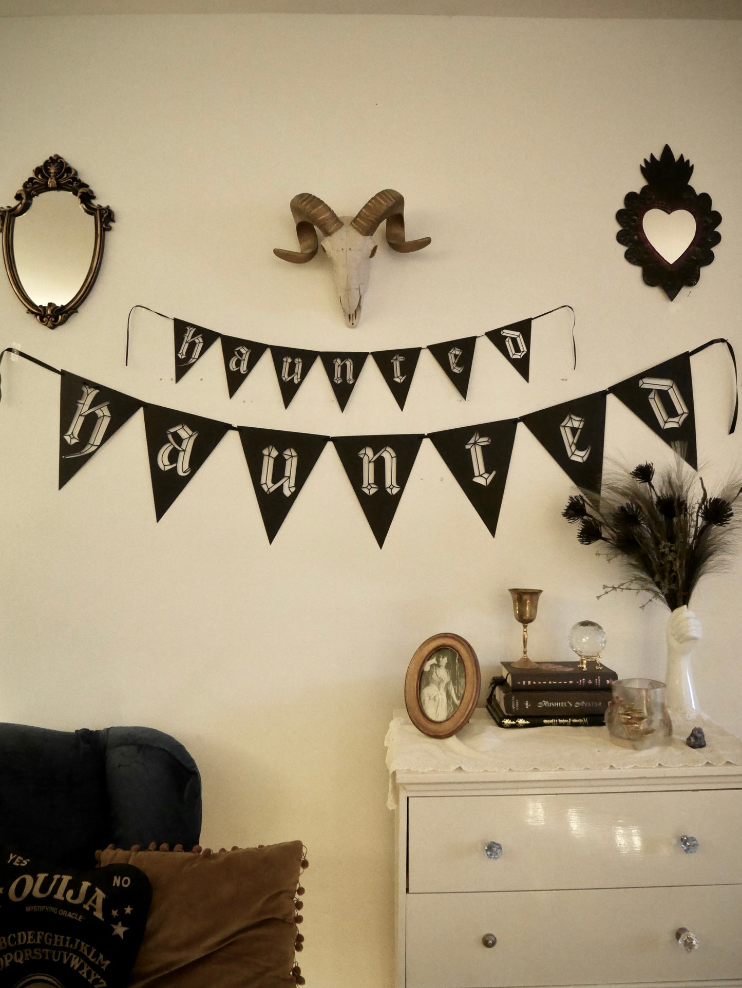 Haunted - Paper Pennant Letter Banner