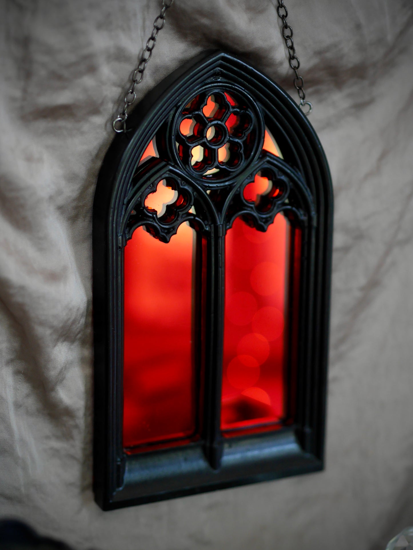 Gothic Arches Mirror - Red Mirror on Chain