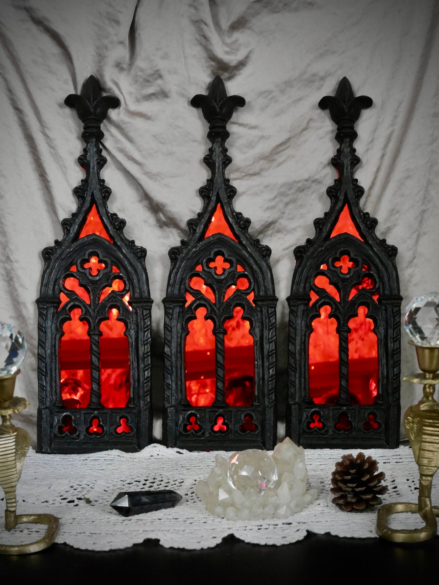 *New Improved Design* Gothic Spires - Black and Red Acrylic Mirror