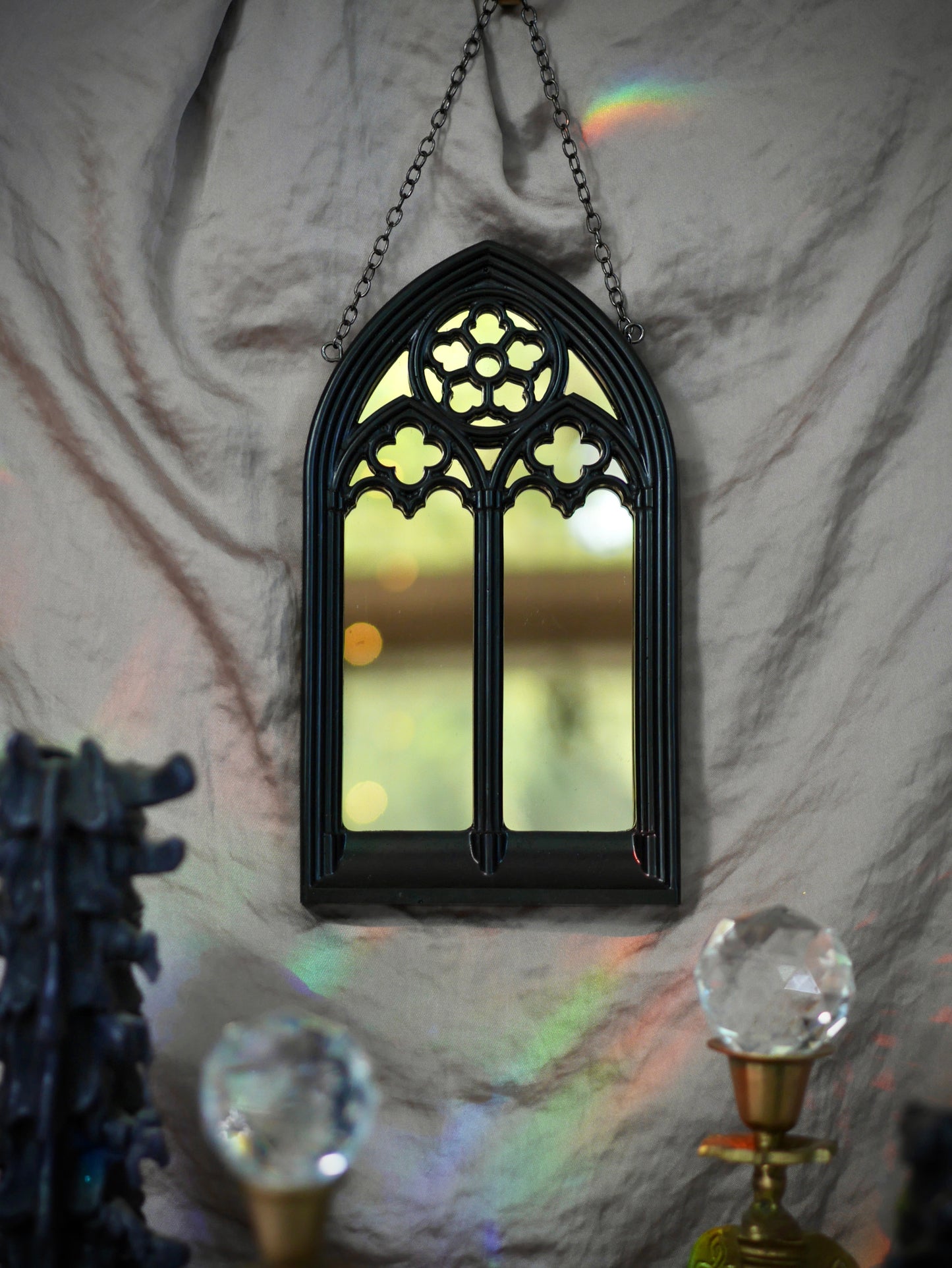 Gothic Arches Mirror - Gold Mirror on Chain