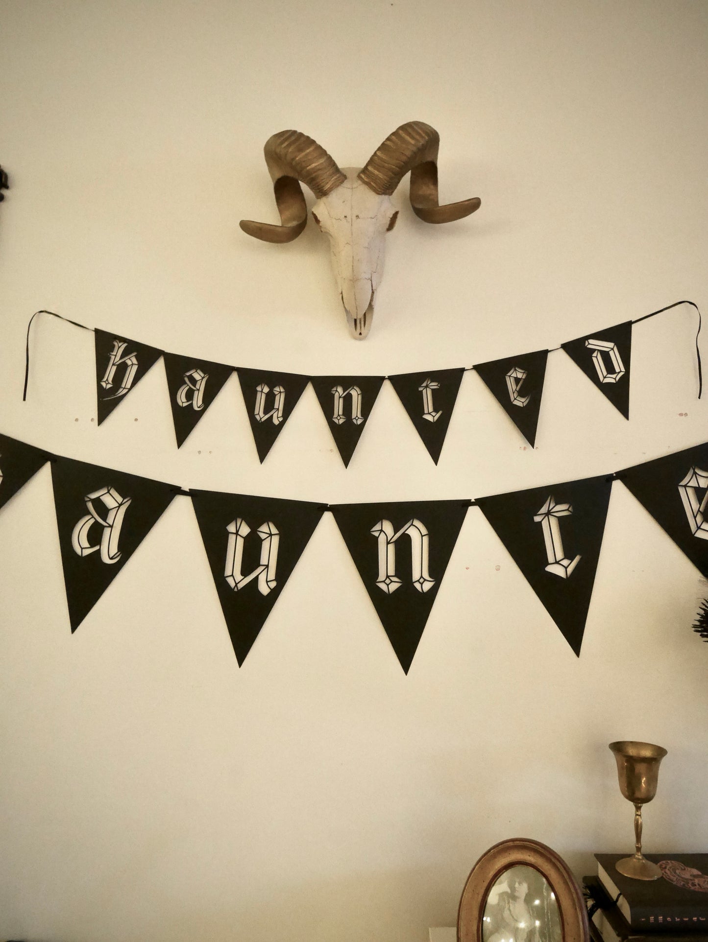 Haunted - Paper Pennant Letter Banner