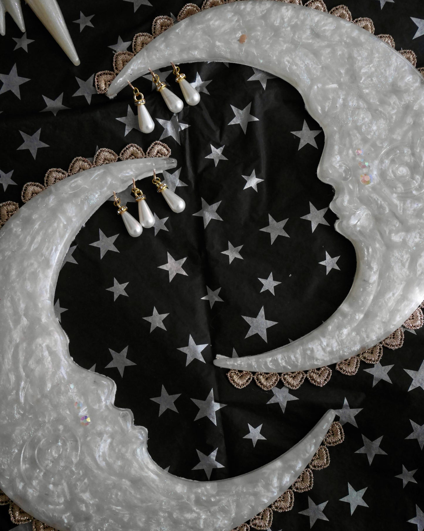 Celestial Twins - Pearl Crescent Moon set