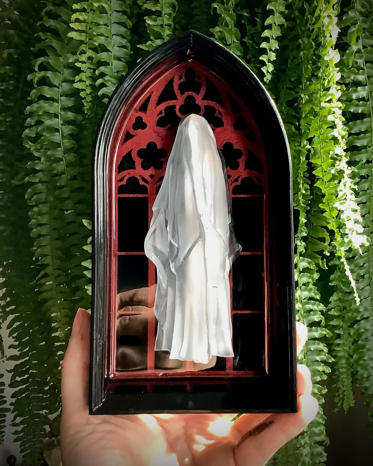 The Unholy Spirit Spectre  – Ghost in Gothic Arch Shadowbox – Wall Art - MADE TO ORDER