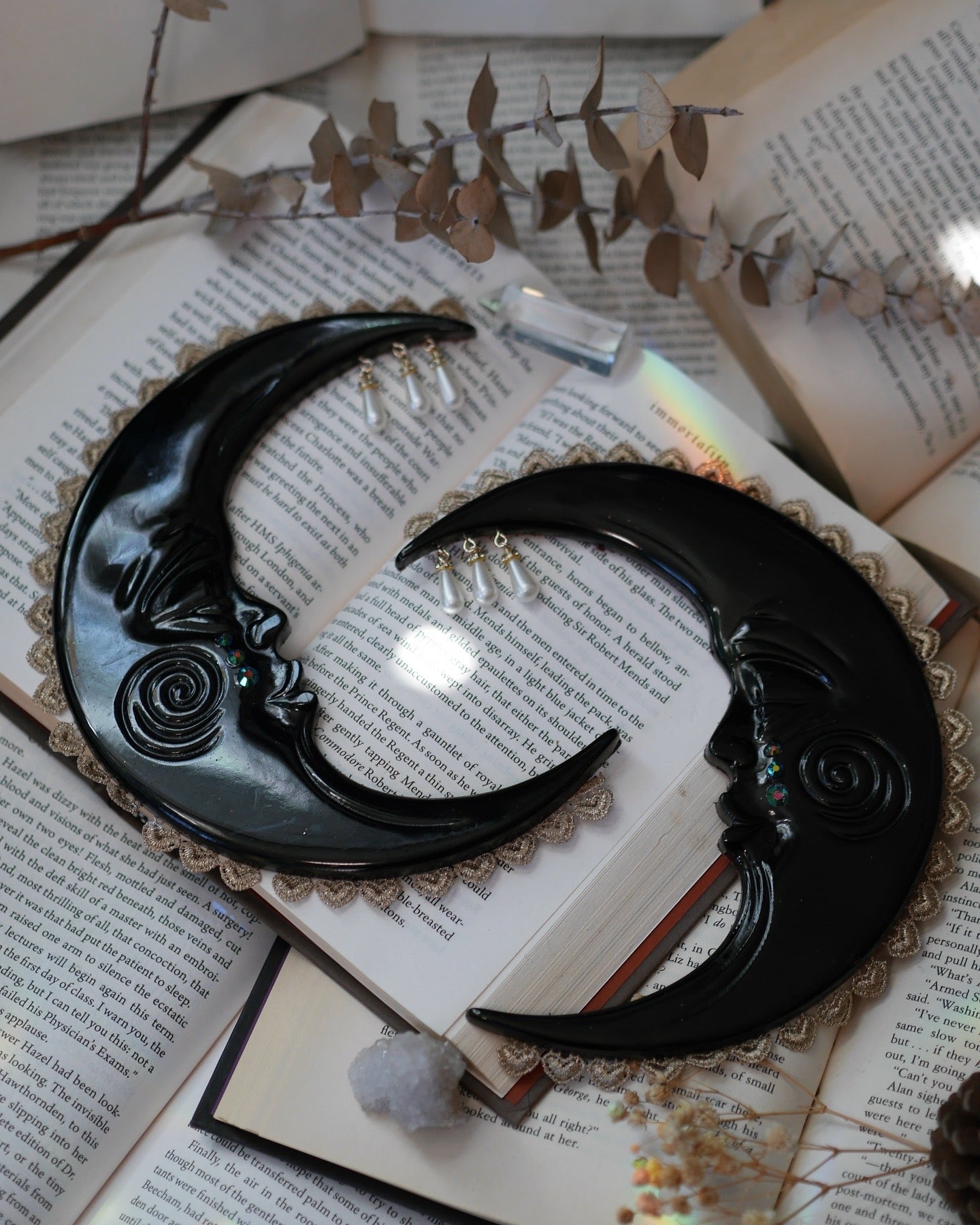 Celestial Twins - Black Crescent Moon set