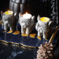 Gargoyle Candleholder Set – Grey and Gold