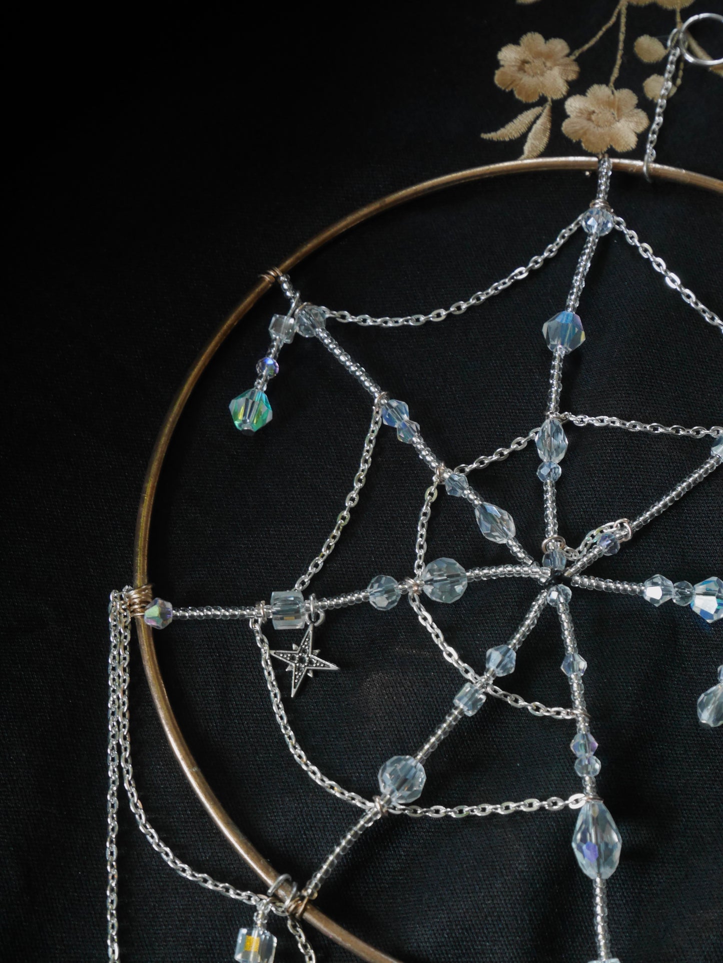 Glass Beaded Spiderweb Sun Catcher - Round