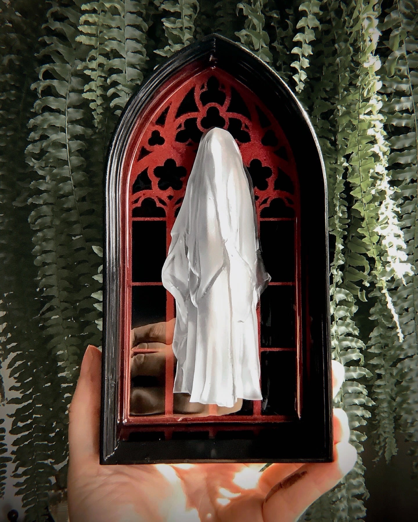 The Unholy Spirit Spectre  – Ghost in Gothic Arch Shadowbox – Wall Art - MADE TO ORDER