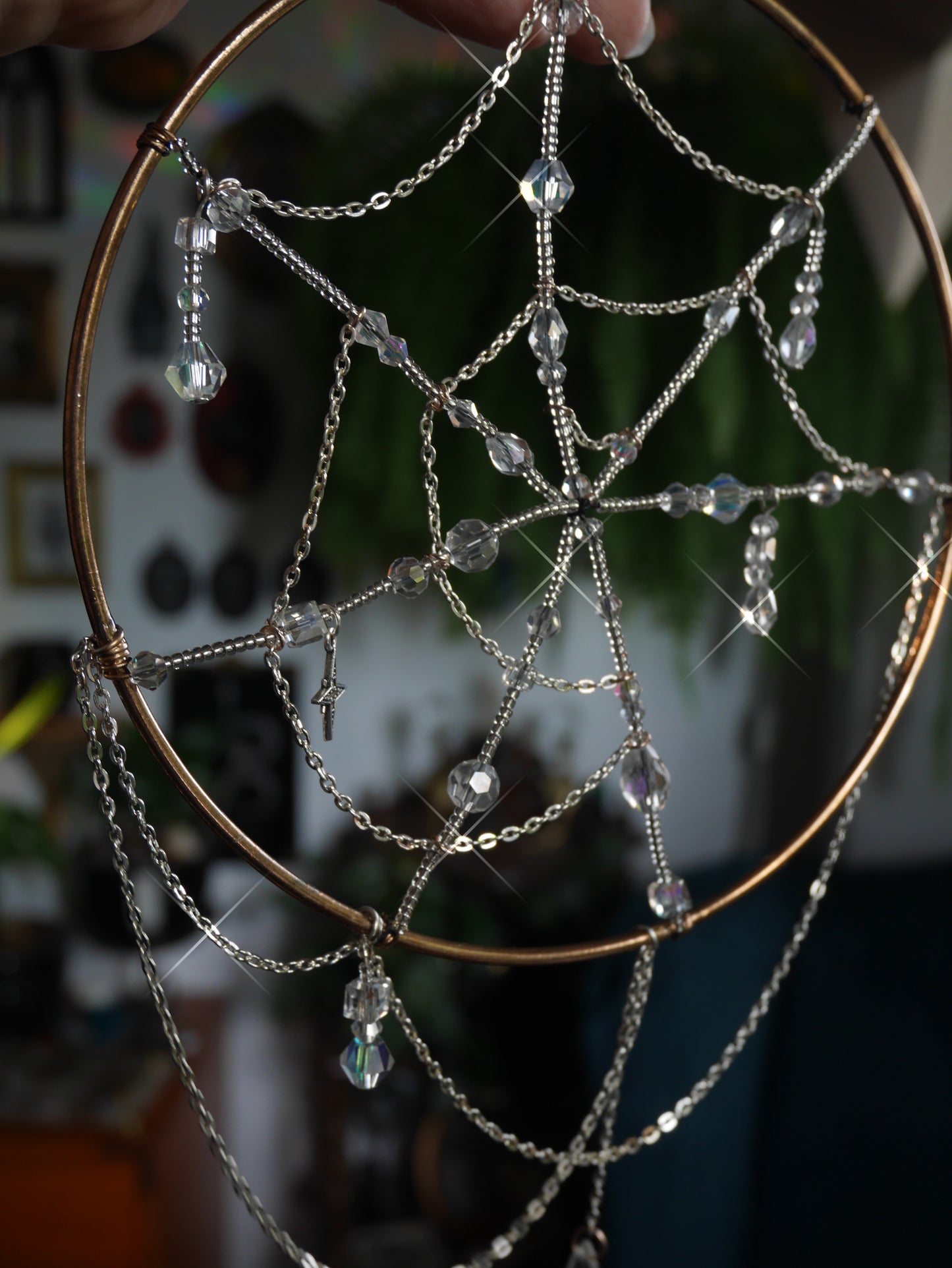 Glass Beaded Spiderweb Sun Catcher - Round