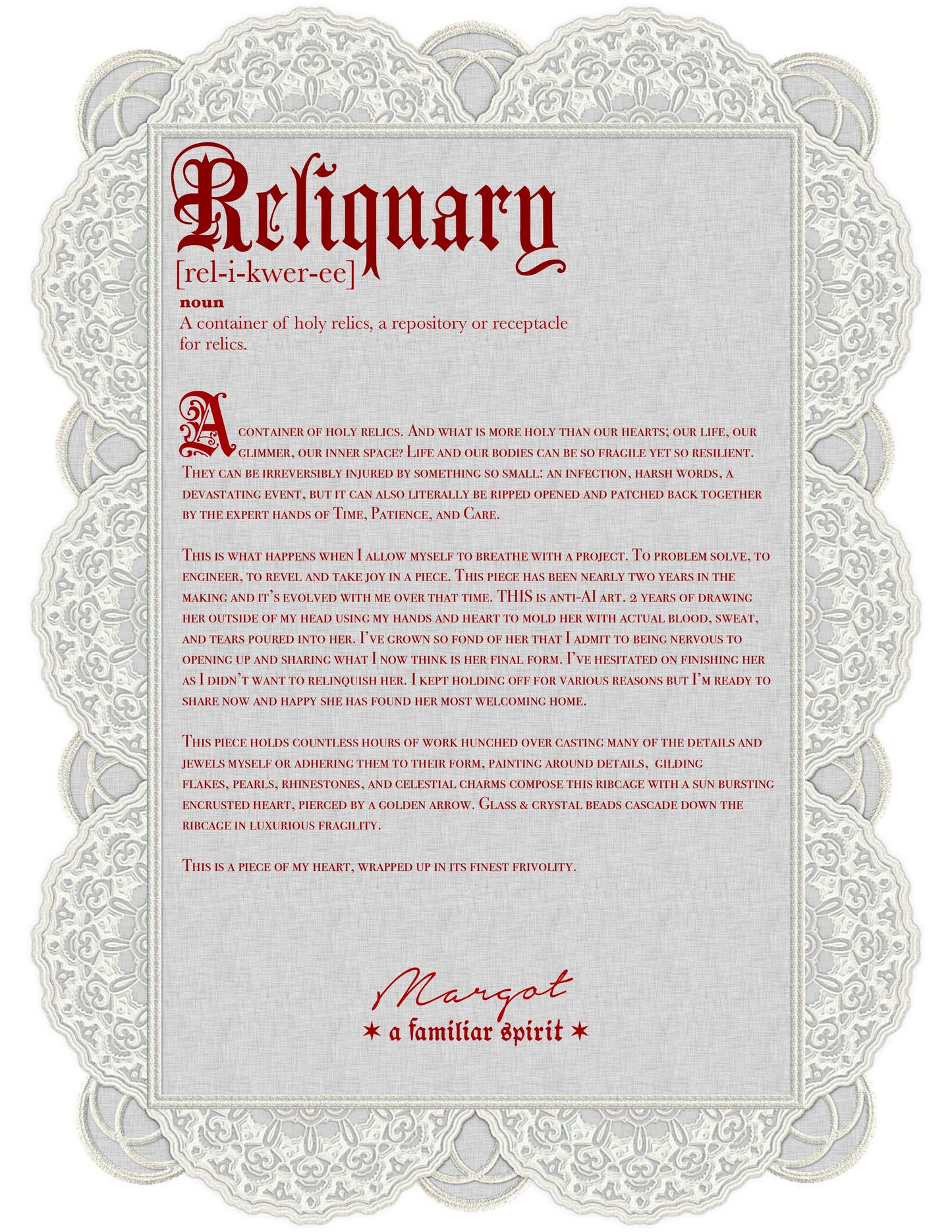 Reliquaire – Sculpture de cage thoracique ornée de pierres précieuses – Collection Anatomie