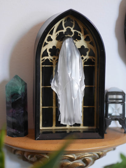 The Unholy Spirit Spectre  – Ghost in Gothic Arch Shadowbox – Wall Art - MADE TO ORDER