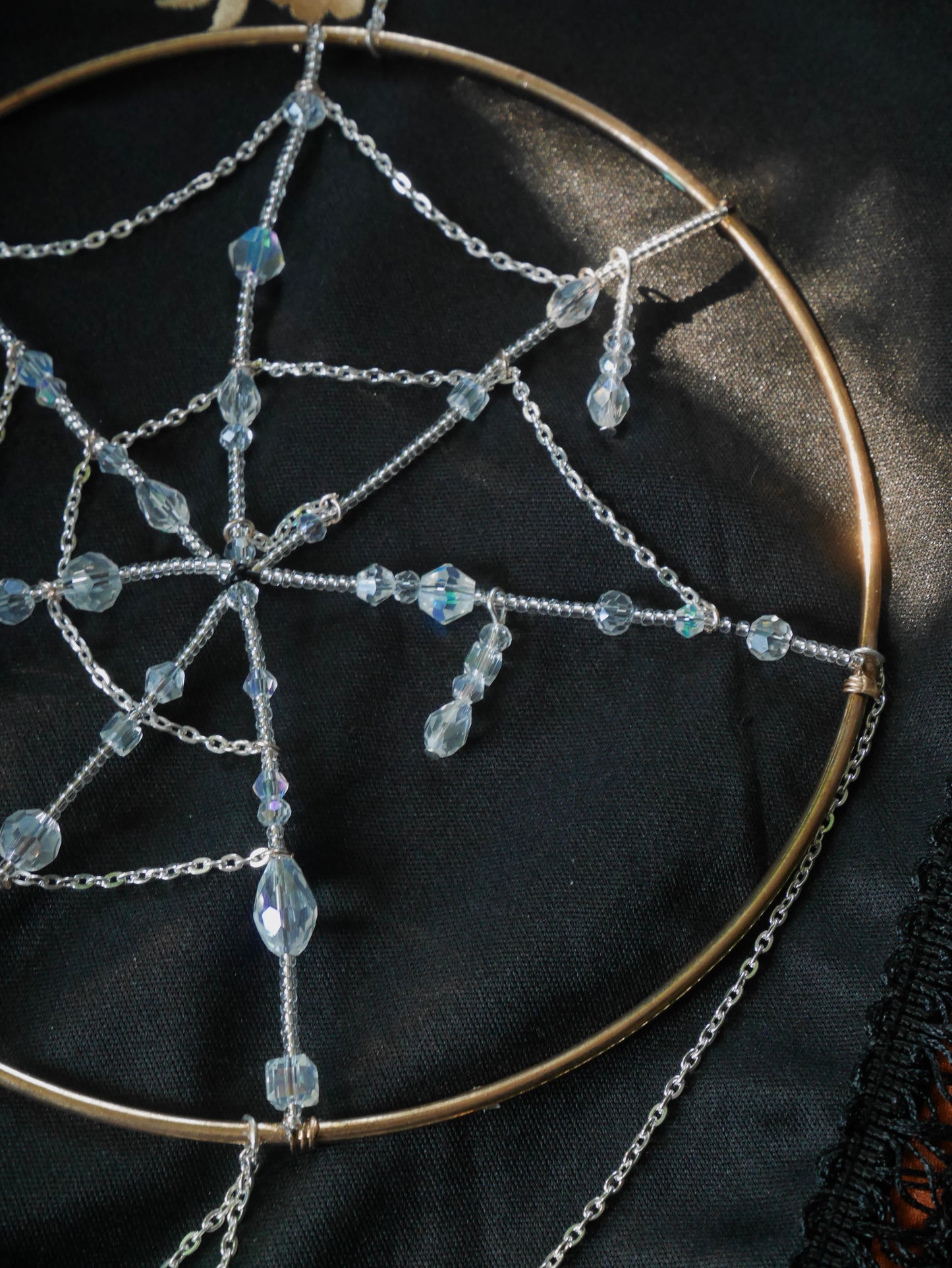 Glass Beaded Spiderweb Sun Catcher - Round