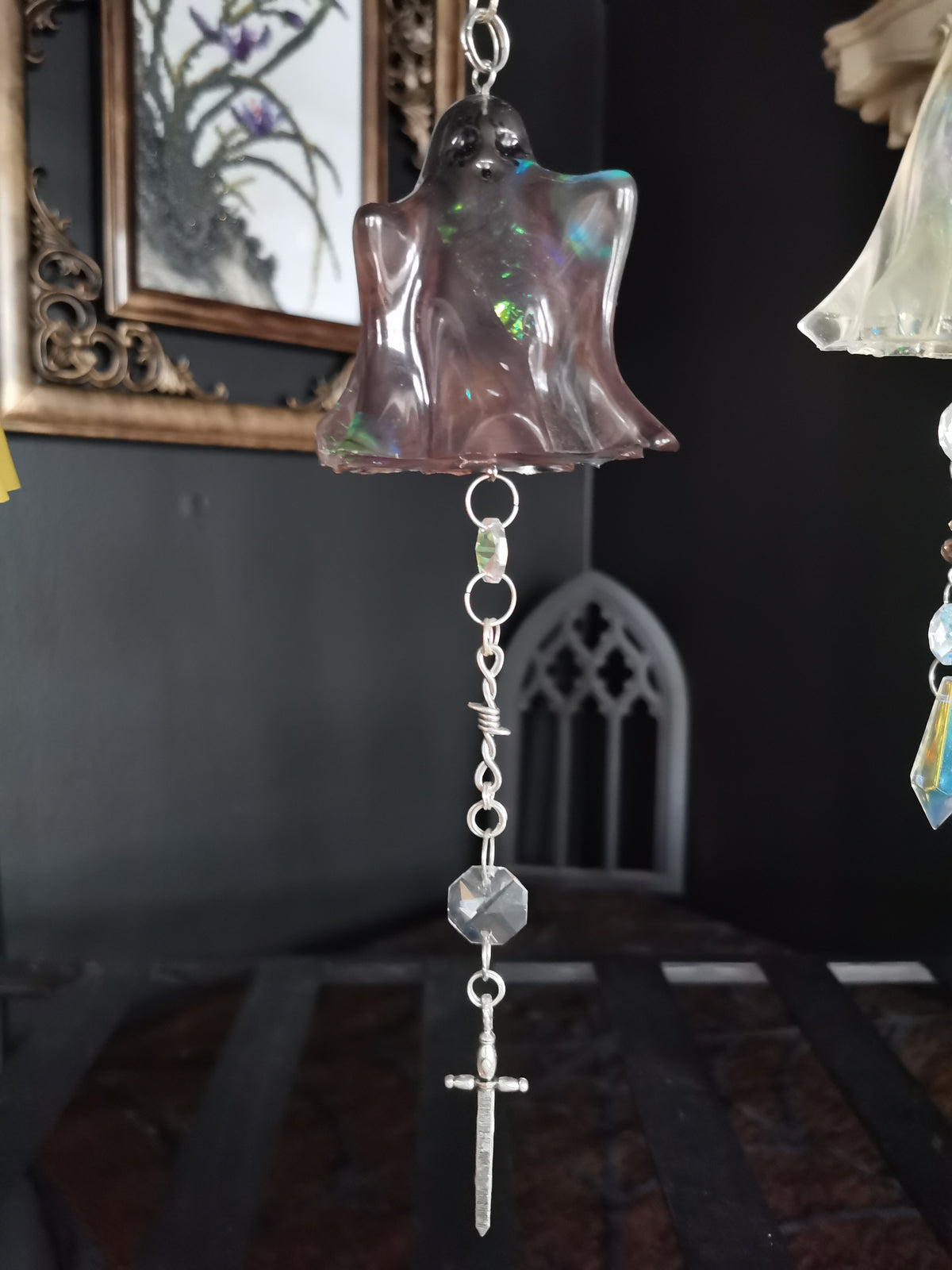 Black Metal Ghost & Sword Sun Catcher