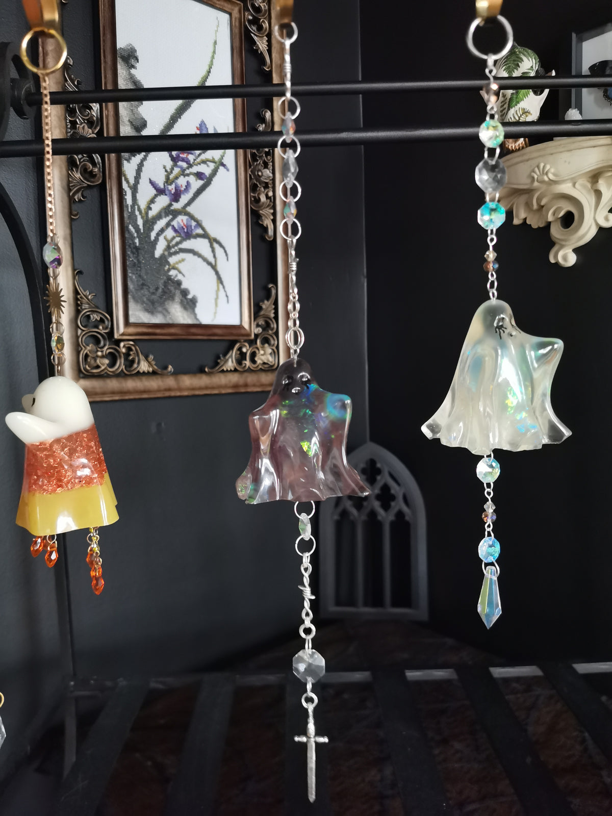 Black Metal Ghost & Sword Sun Catcher