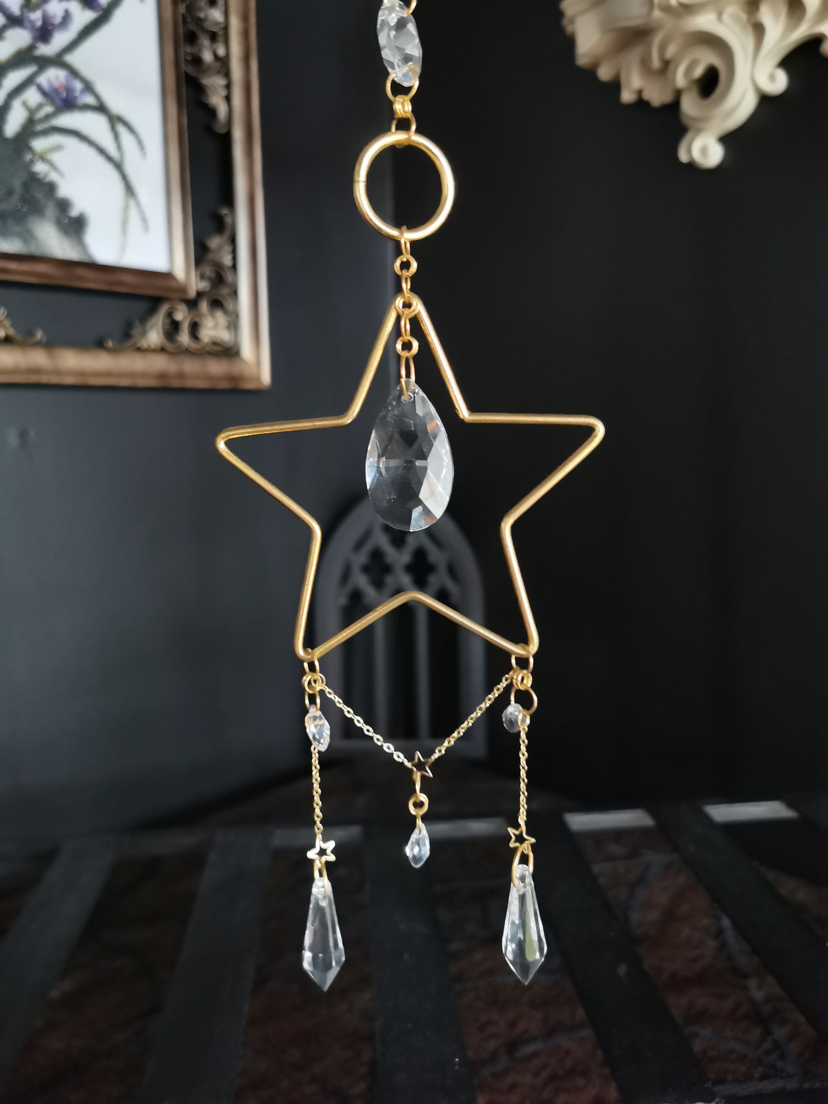 Brass Star Crystal Prism Sun Catcher