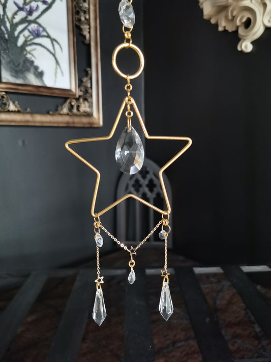 Brass Star Crystal Prism Sun Catcher