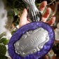 Darling Victorian Mourning Casket Plaque - Purple and Pewter