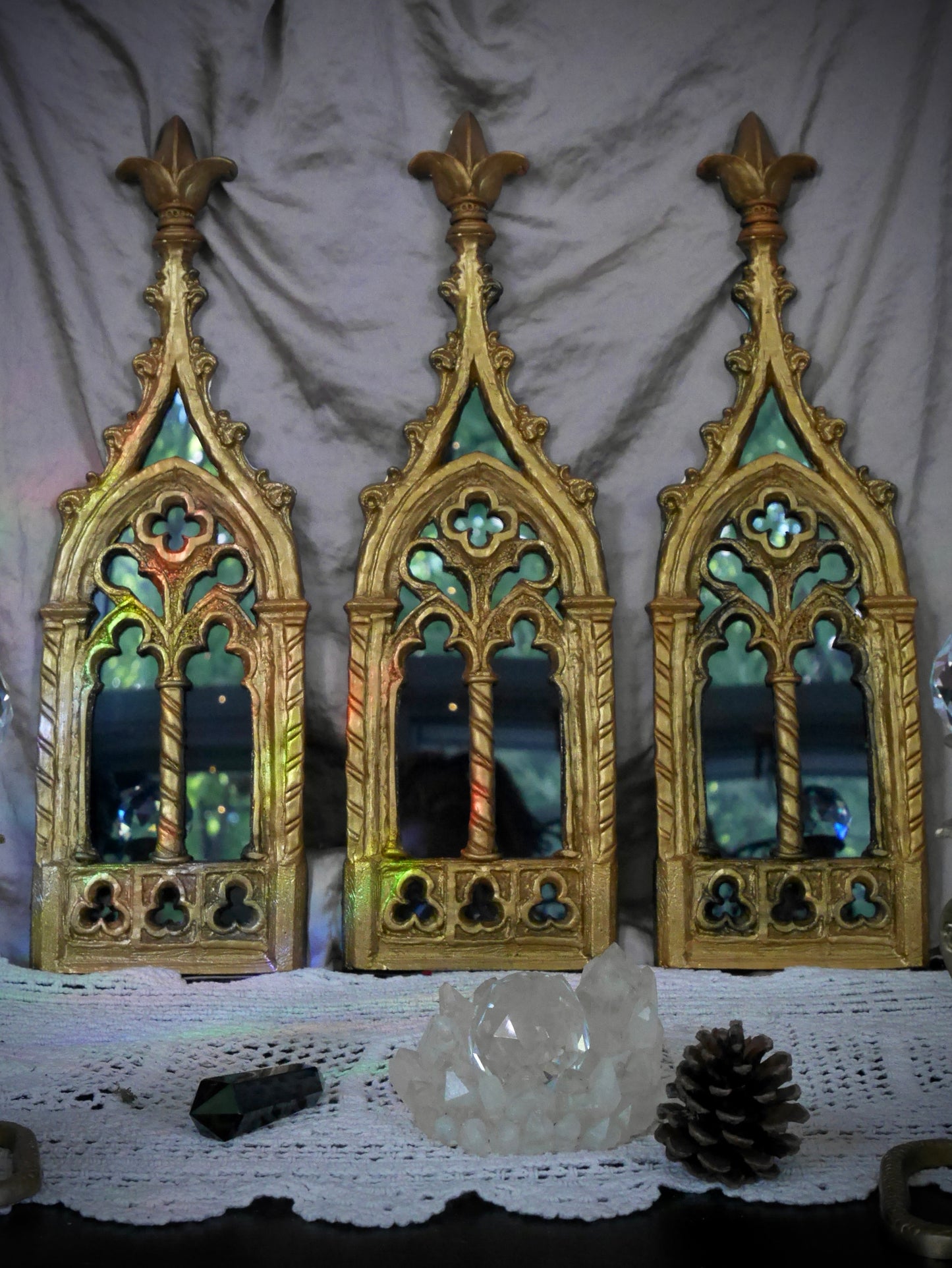 Gothic Spires - Gold and Black Acrylic Mirror - PREORDER