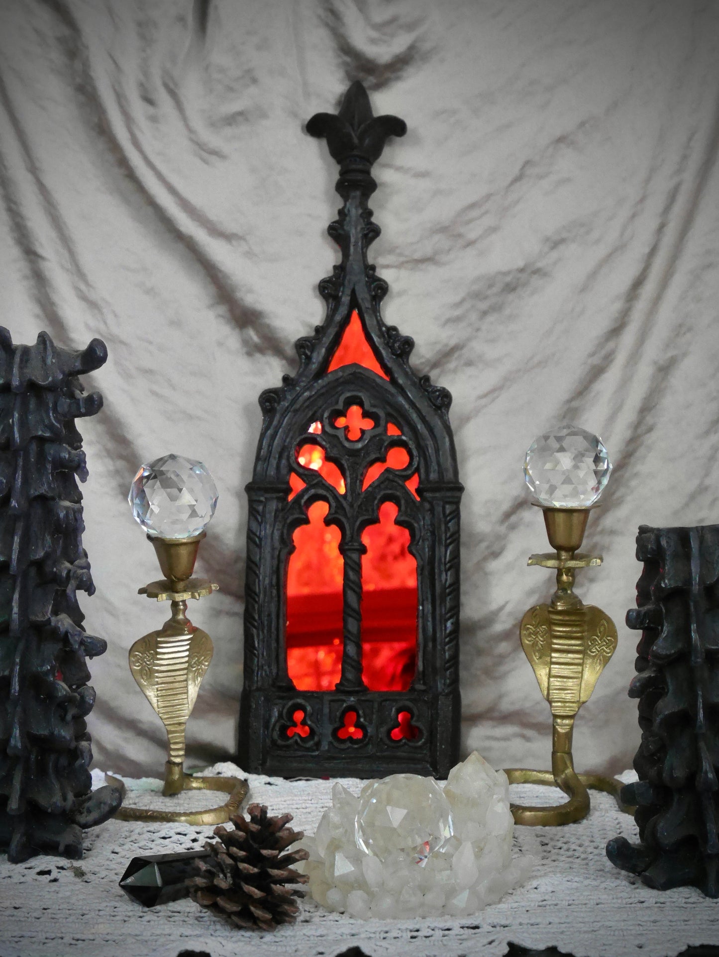 *New Improved Design* Gothic Spires - Black and Red Acrylic Mirror