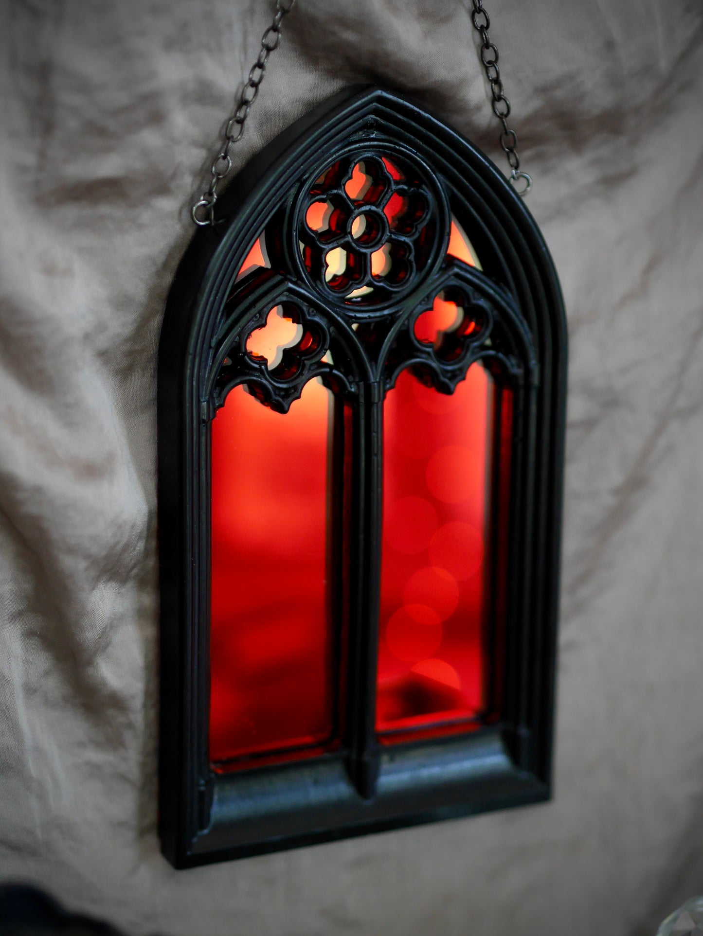 Gothic Arches Mirror - Red Mirror on Chain MADE-TO-ORDER