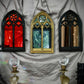 Gothic Arches Mirror - Gold Frame Black Mirror on Chain
