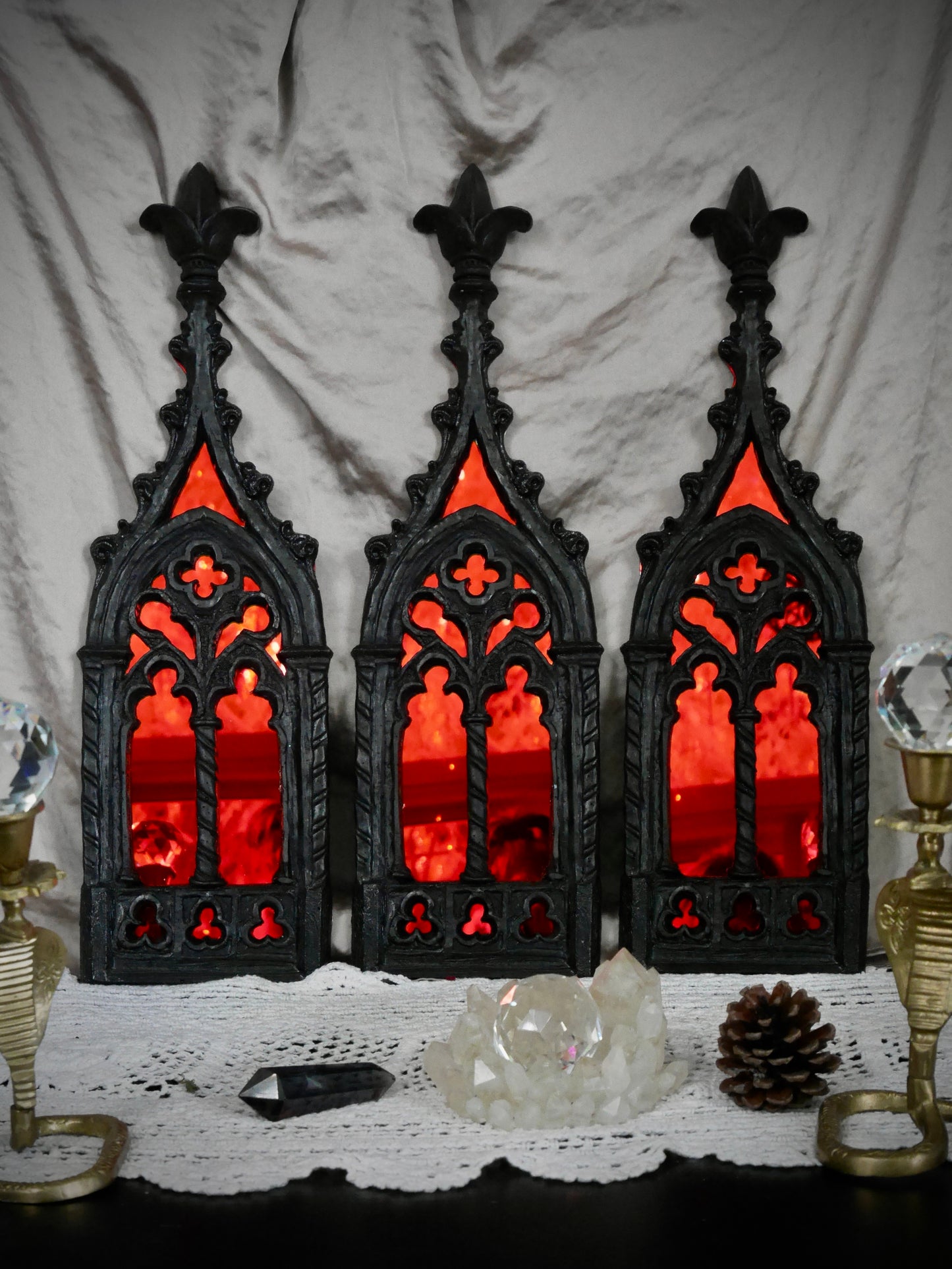 Gothic Spires - Black and Red Acrylic Mirror