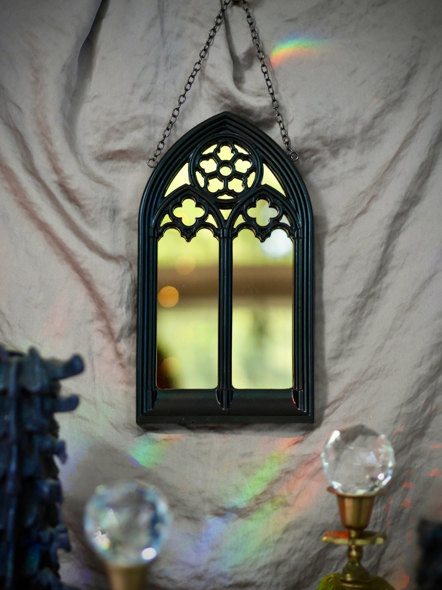 Gothic Arches Mirror - Gold Mirror on Chain