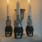 Hallows Eve Society Candleholder Set – Silver and Black