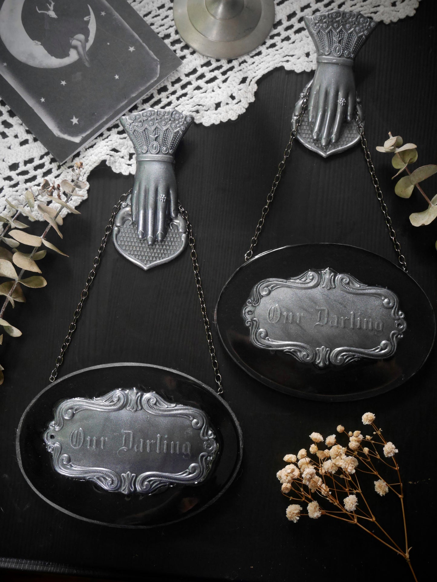 Our Darling Victorian Mourning Casket Plaque - Pewter - MISFIT