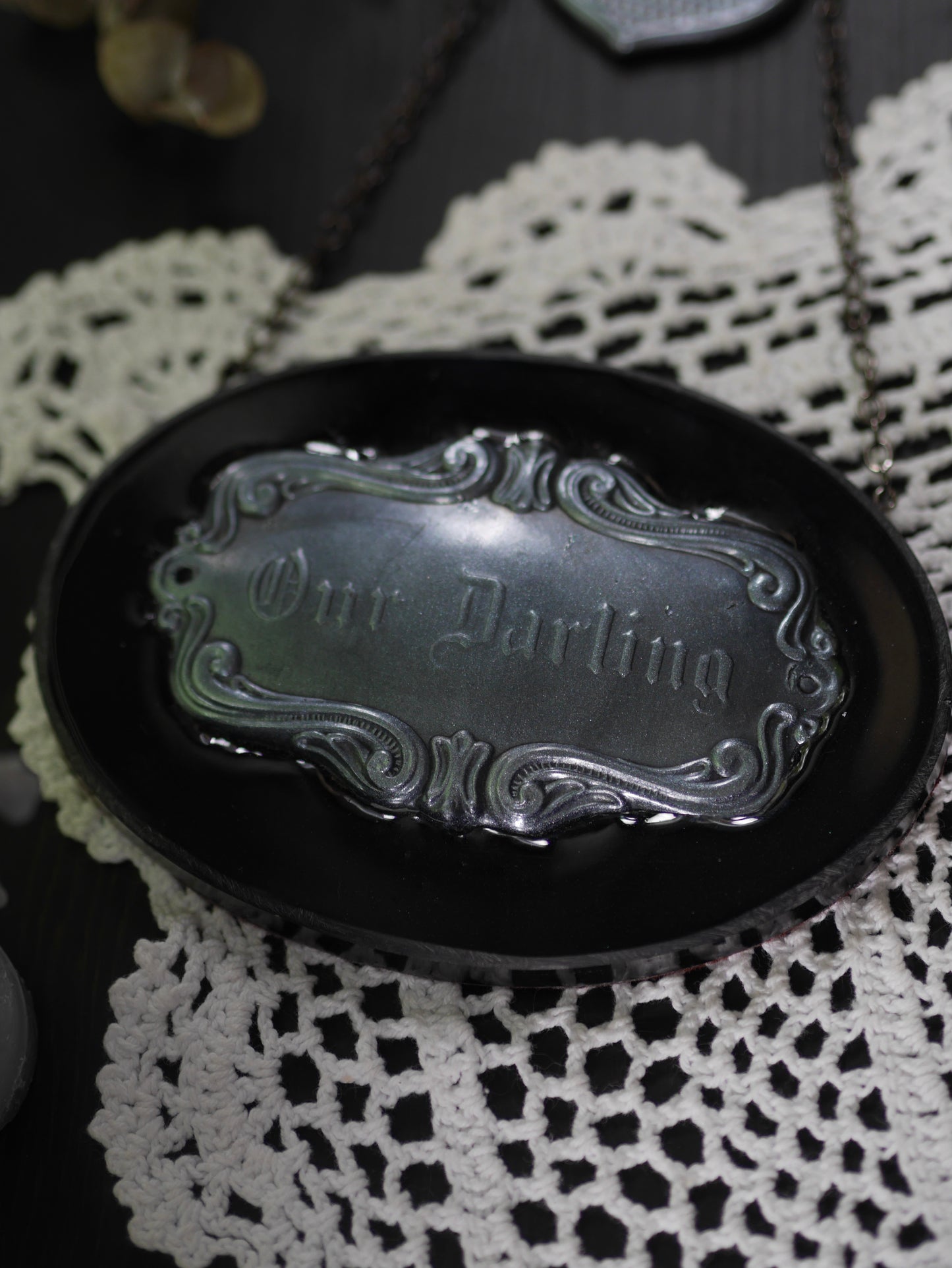 Our Darling Victorian Mourning Casket Plaque - Pewter - MISFIT