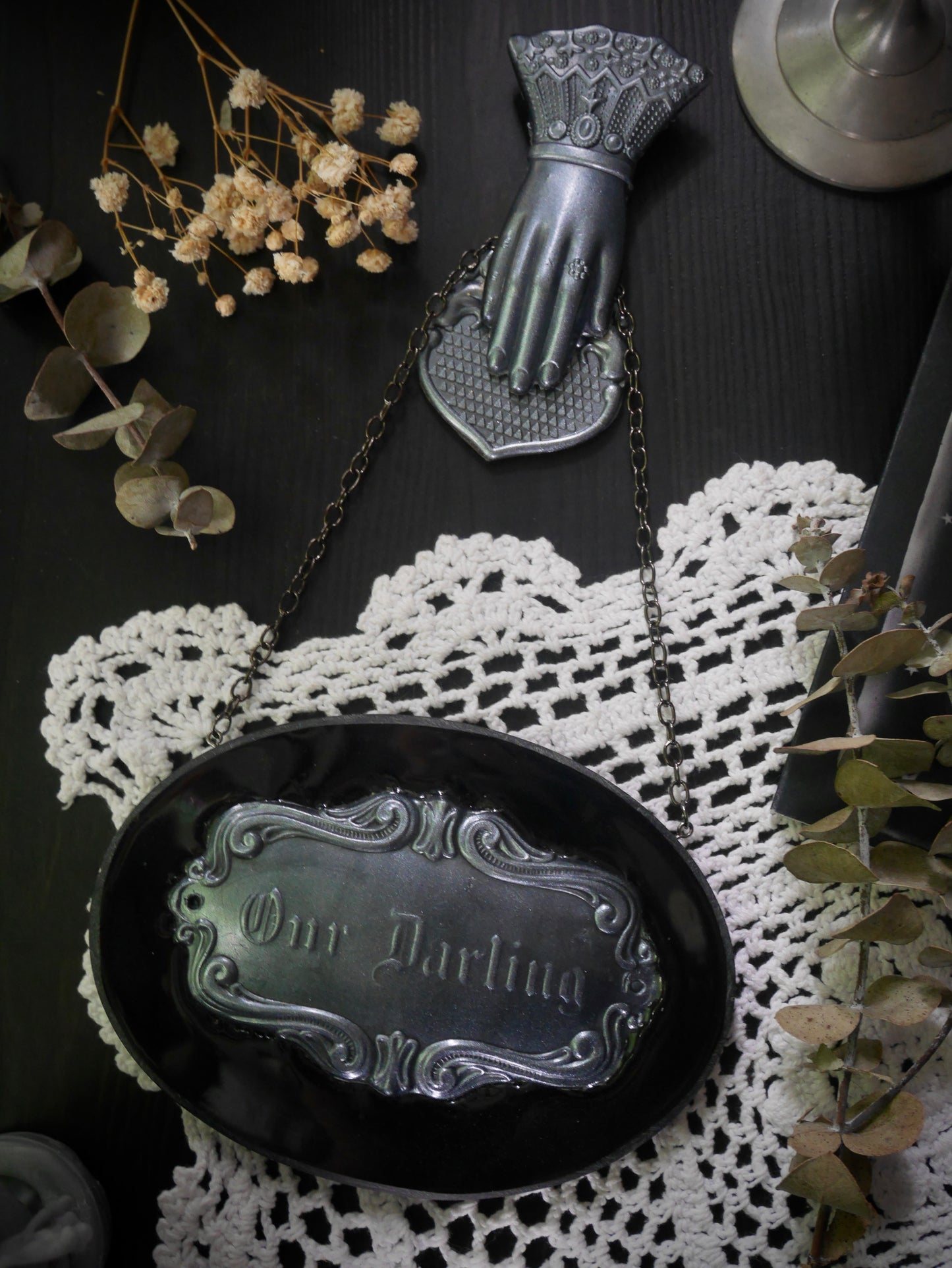 Our Darling Victorian Mourning Casket Plaque - Pewter - MISFIT