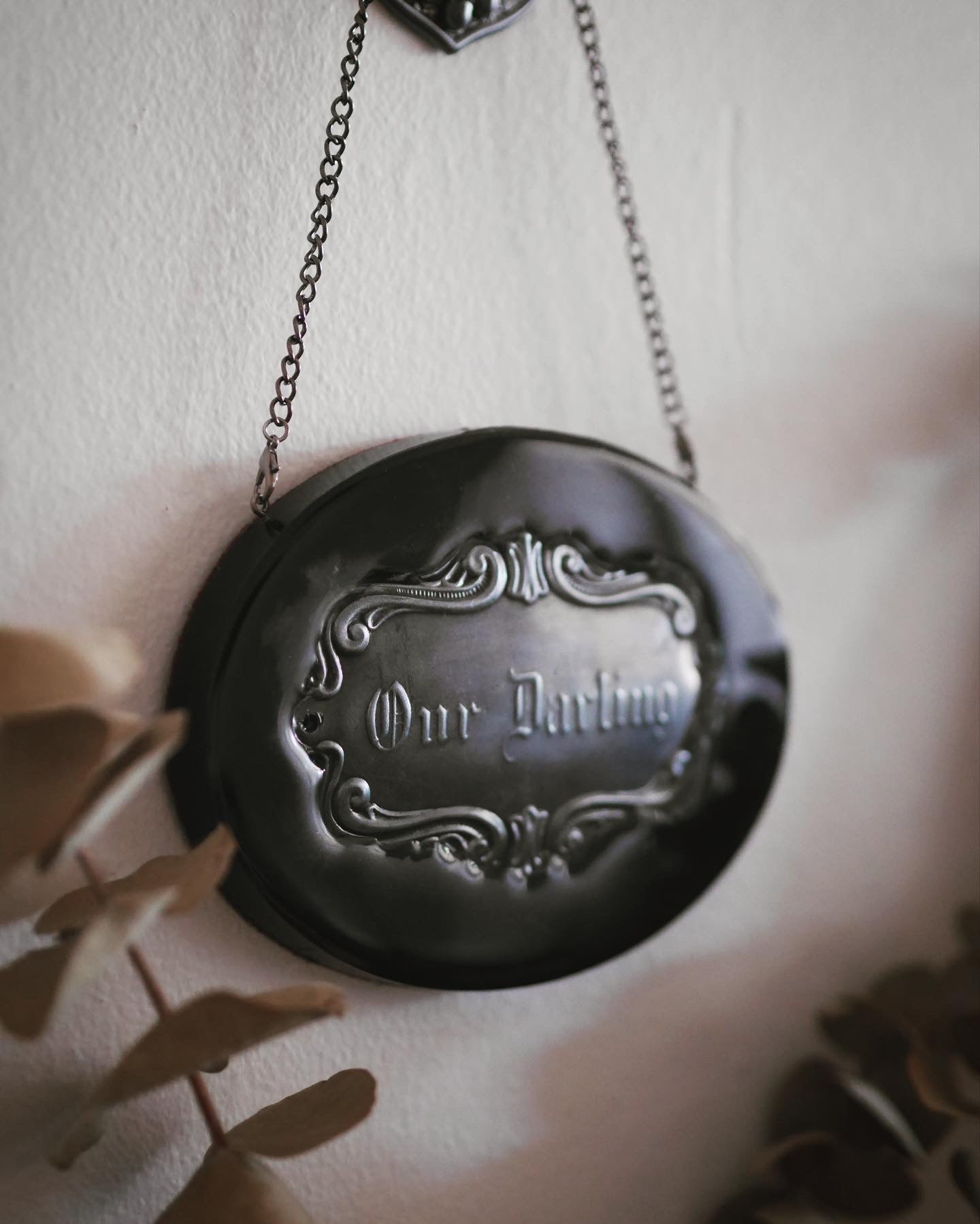 Our Darling Victorian Mourning Casket Plaque - Pewter